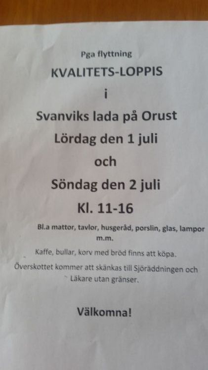 Loppis i Svanviks lada 1-2 juli
