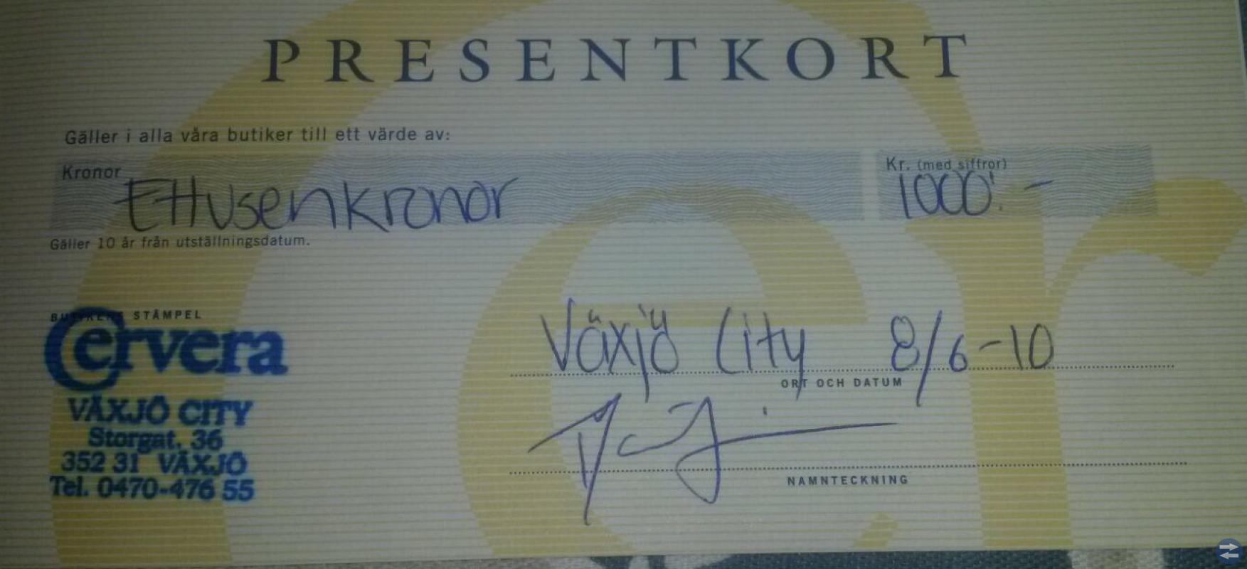 Presentkort cervera
