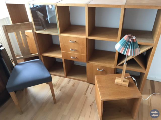 Bokhylla i ek, stol, nattduksbord, lampa möbler & inredning i ...