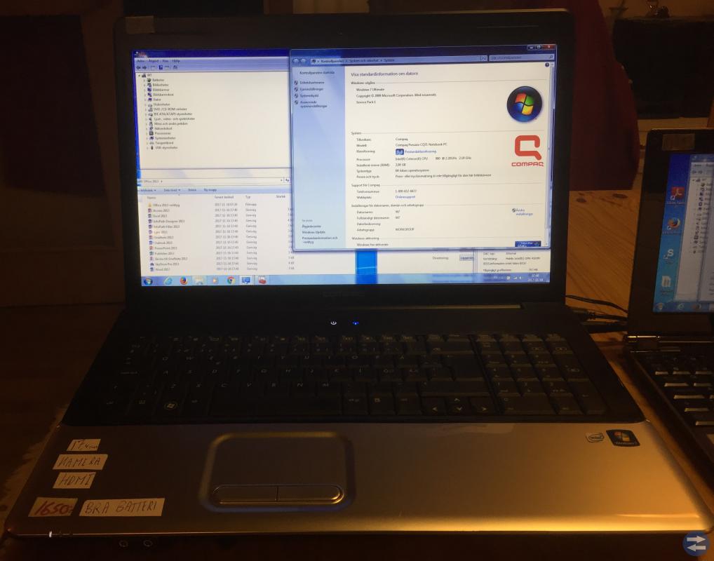 17,4 tum HP HDMI bra batteri. Camera