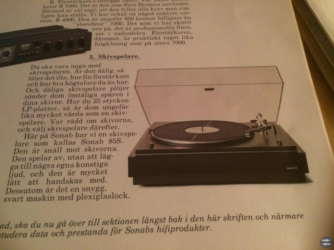 Skivspelare, Sonab 85 S