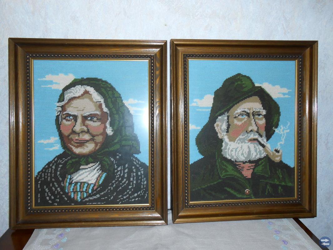 Fiskar gubbe/gumma broderade