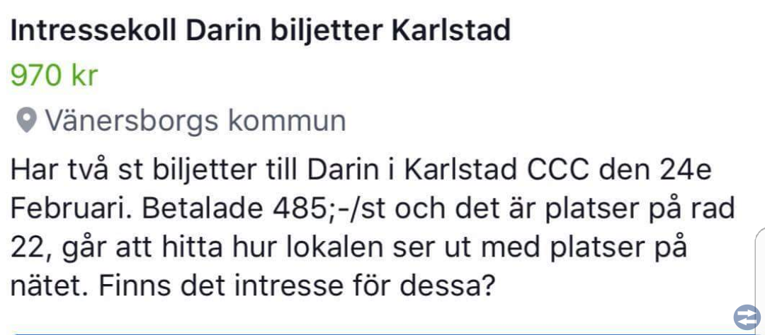 Biljetter till Darin