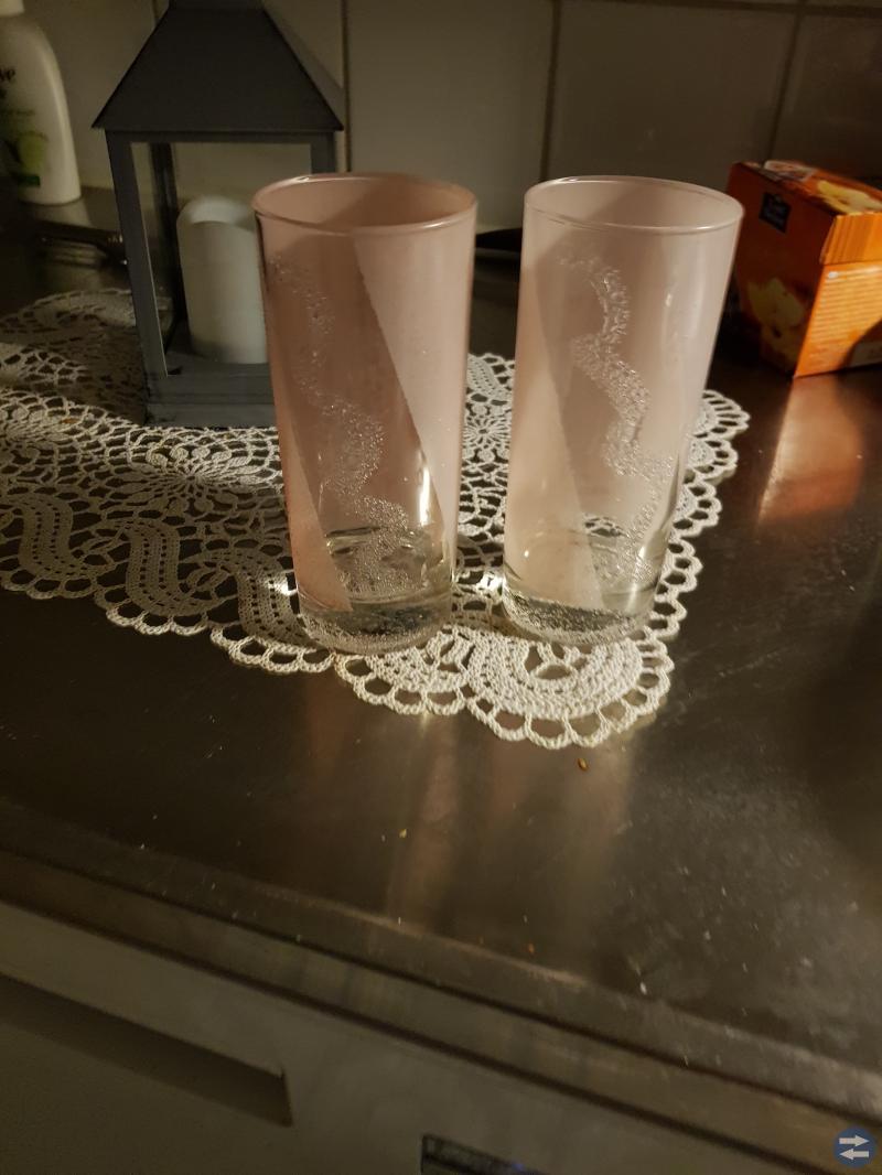 Handmålade glas rosa 6 stycken