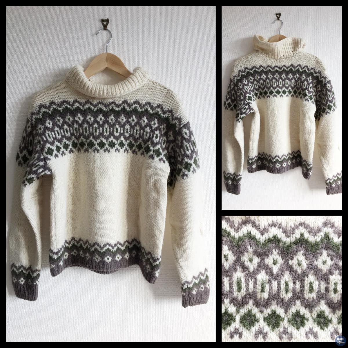 Handstickad tröja i 100% ull Shetlandströja 60-tal
