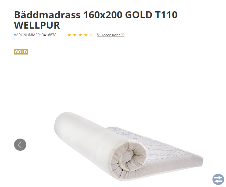 Wellpure madress 160 x 200 GOLD T110