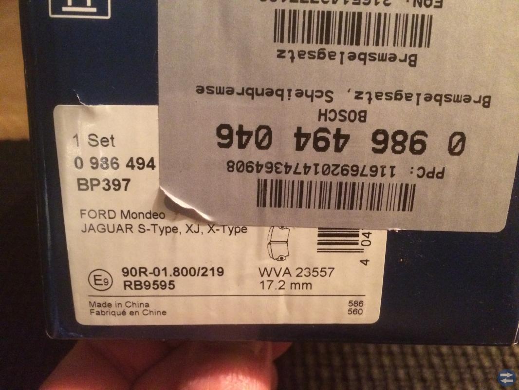 Bromsbeläggsats Ford Mondeo bakaxel