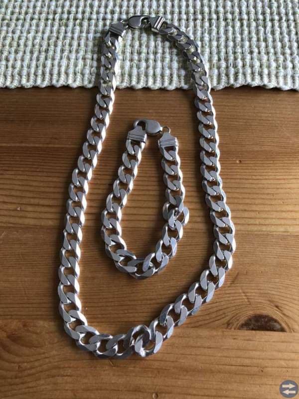 Äkta silver Halslänk och armlänk