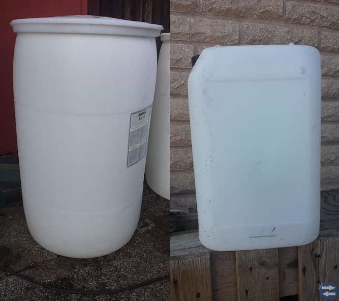 Plast / plåtfat 200 l, plastdunkar 25 l