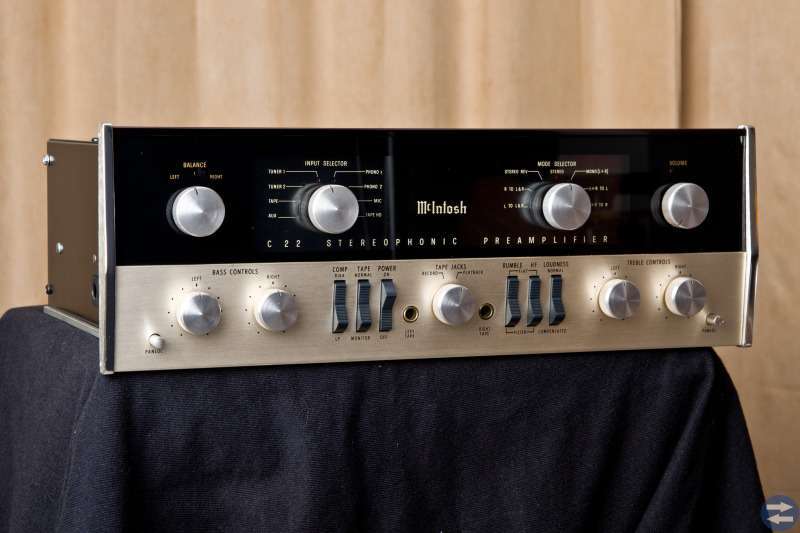 McIntosh C22 vacuum tube preamplifier with cabinet