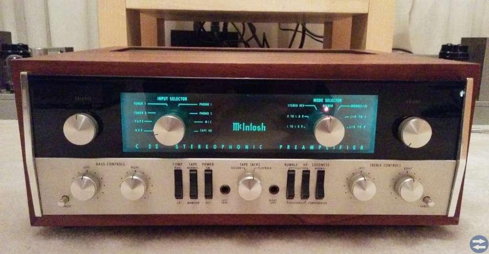McIntosh C22 vacuum tube preamplifier with cabinet