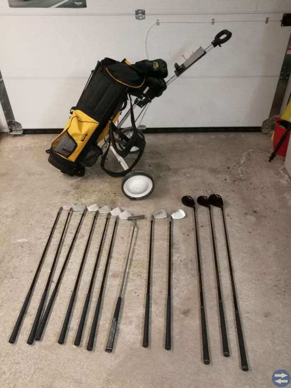 Golfklubbor + Bag + vagn