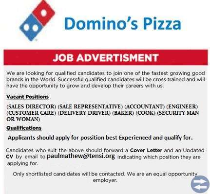 Domino's Pizza USA Lediga jobb för utlandsarbetare