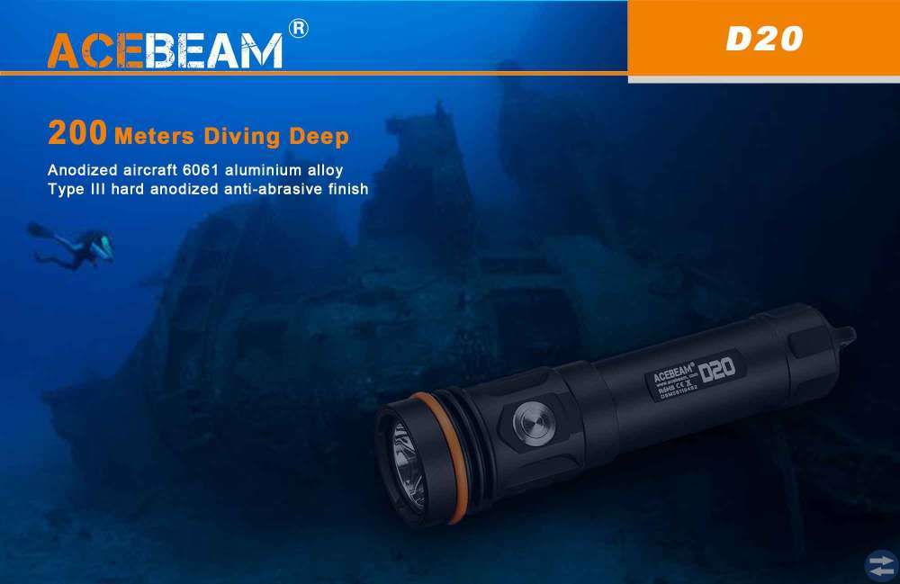 DYKARLAMPA ACEBEAM D20 2700 LUMEN