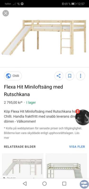 Barnsäng med rutchkana bortskänkes