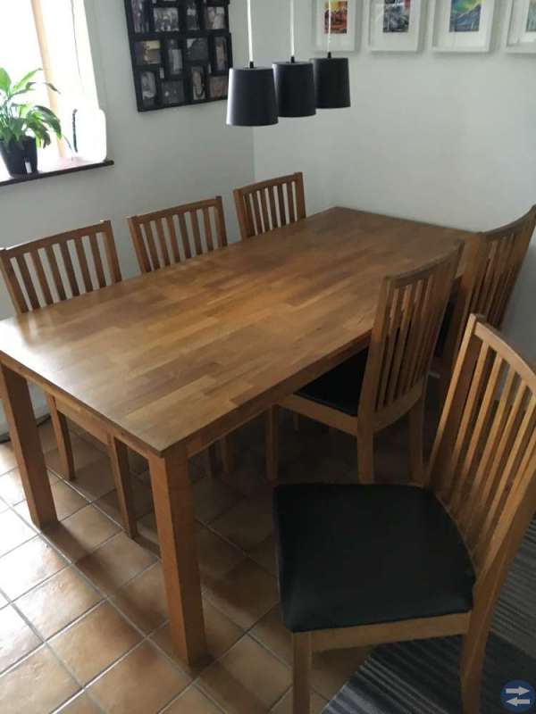 Köksbord Ek med 6 st stolar och belysning (Led)