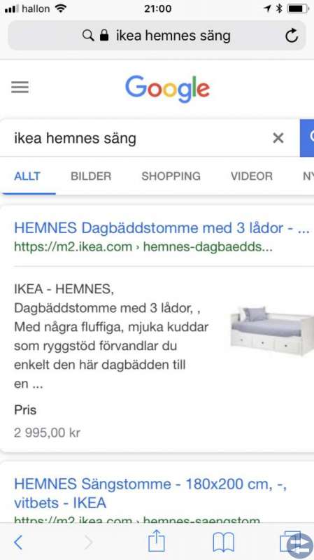 Dagbädd Hemnes IKEA vitt med tillhörande sängbord