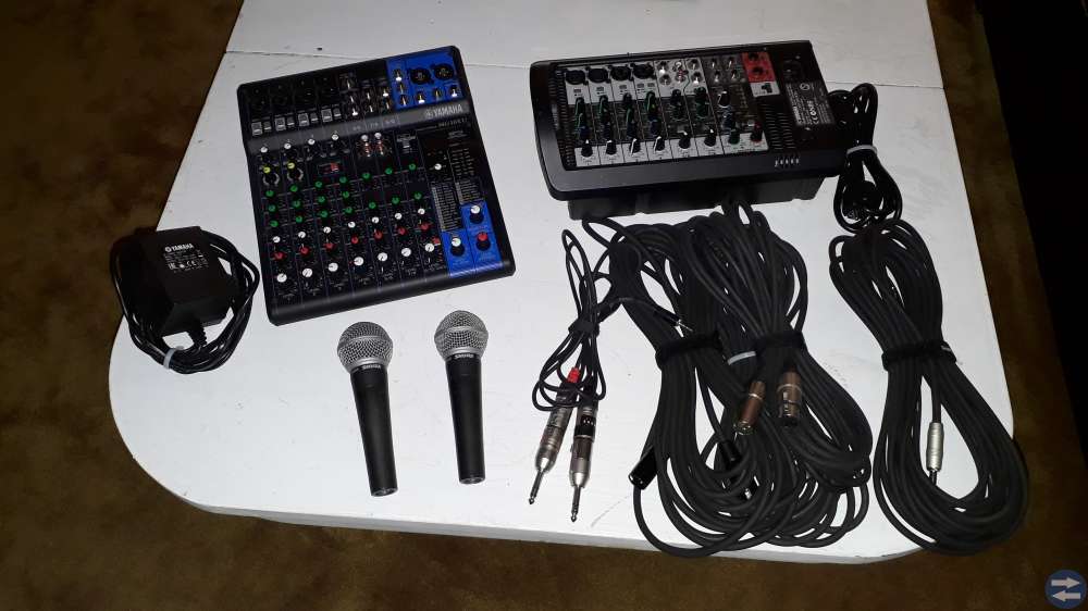 Mixer, PA system och microfoner