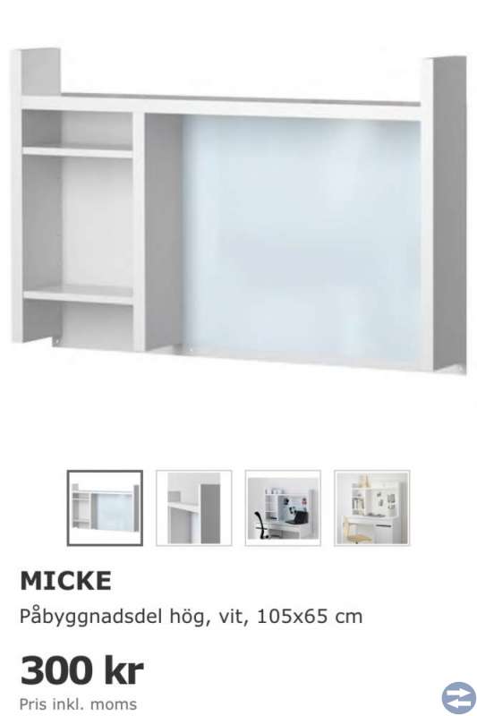 Överdel till skrivbord Micke (Ikea)