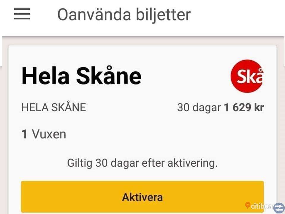 30 Dagars Skånekort inkl 1 KLASS