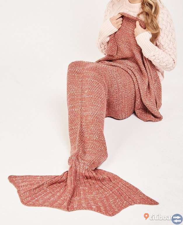 NY Fin Sjöjungfru filt/ Mermaid blanket tail, rosa/ rostfärgad pläd