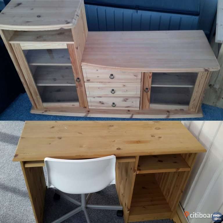 Tv bord och skrivpult med stol