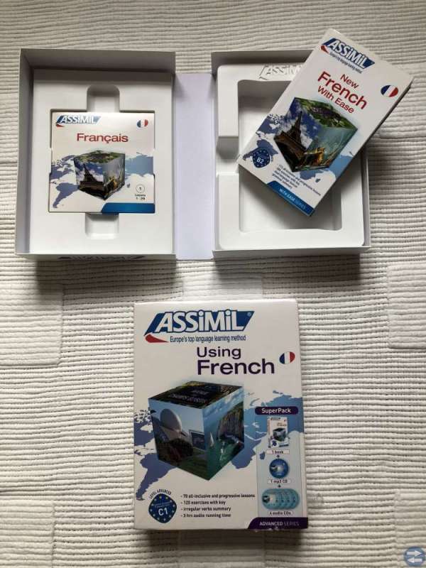 Franska Assimil böcker + CDs för självstudier