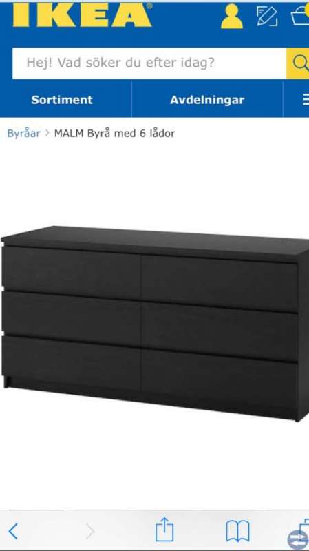 MALM Byrå med 6 lådor