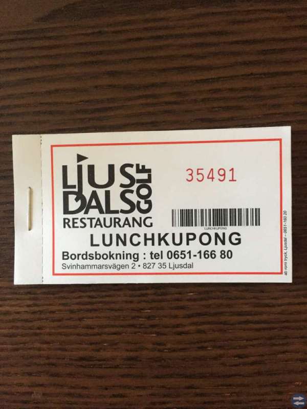 Lunchkuponger Golfresturangen Ljusdal