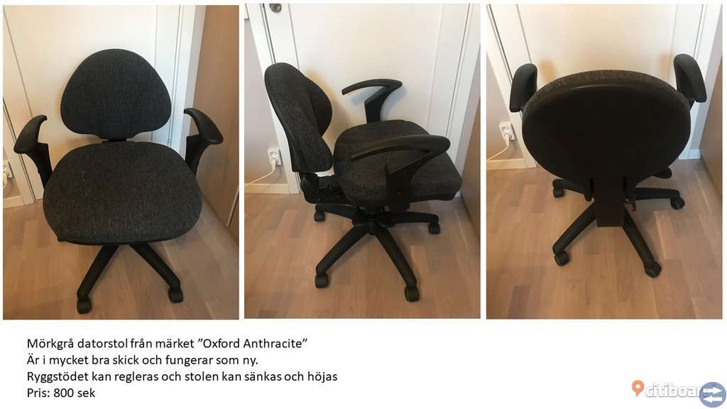 Datorstol Oxford Anthracite (mörkgrå)