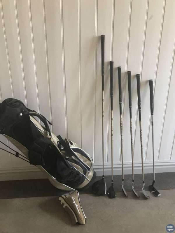 Golfklubbor, dam, halvset + bärbag