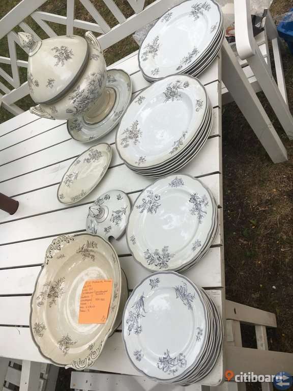 Rörstrands servisdelar Grå Blommor