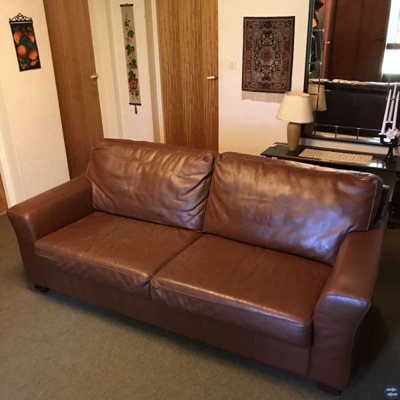 3-sits skinnsoffa