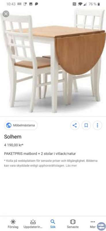 Slagbord, köksbord med stolar