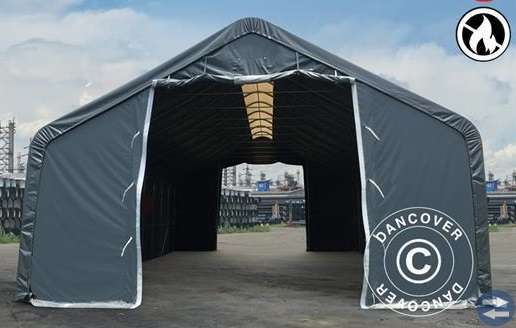 Lagertält PRO 8 x 12 x 5,2 m 600 gm² PVC med ta LAGERTÄLT PRO 8 X 12 X 5,2M PVC MED TAKPANEL Tälthall