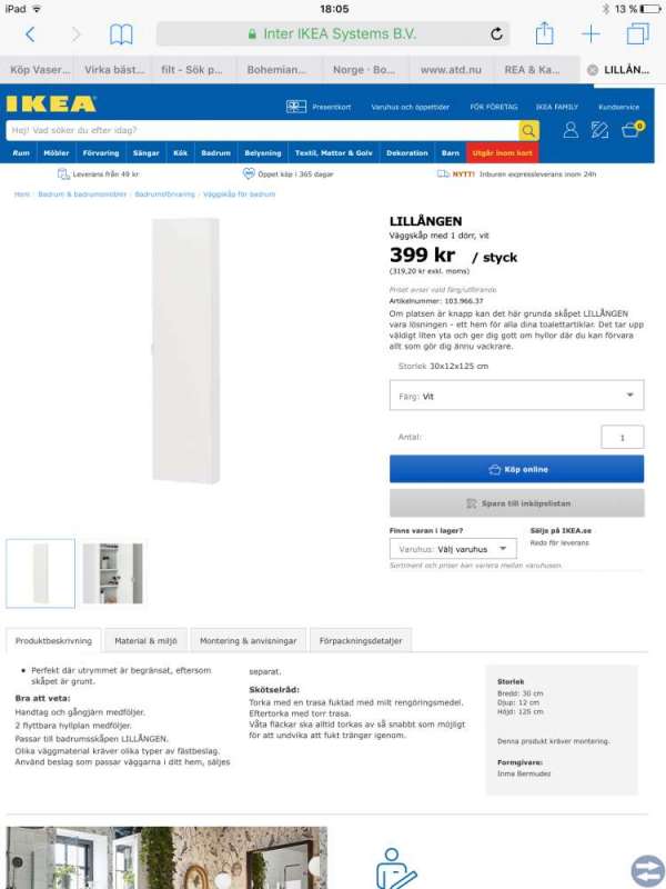 Badrumsskåp Lillånger Ikea